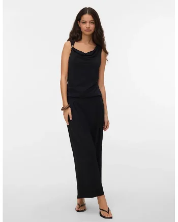 Top cu decolteu drapat, Negru