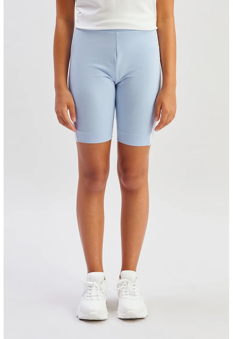 Pantaloni din amestec de bumbac cu talie elastica, Albastru lavanda/Alb optic