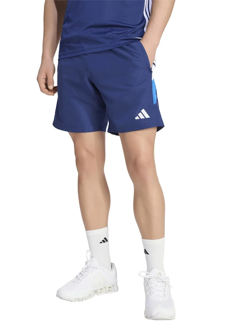 Pantaloni scurti cu buzunare cu fermoar pentru fotbal Trio, Albastru inchis