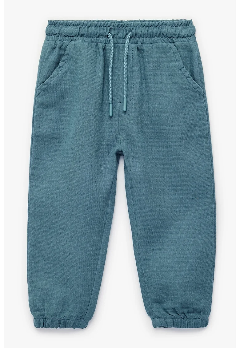 Pantaloni de trening cu snur si buzunare, Albastru petrol