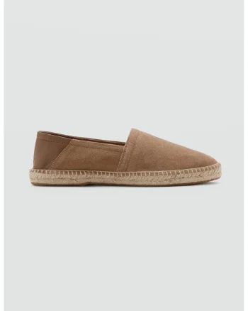 Espadrile de piele intoarsa si piele, Maro pamantiu