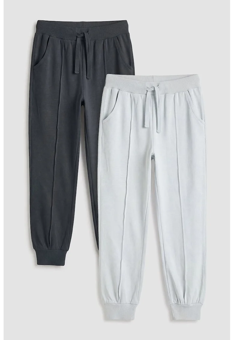 Set de pantaloni de trening din bumbac cu snur - 2 piese, Gri deschis/Gri inchis