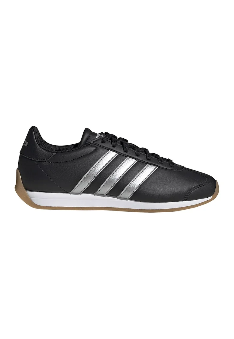 Pantofi sport din piele ecologica cu logo lateral Runvista, Negru/Argintiu
