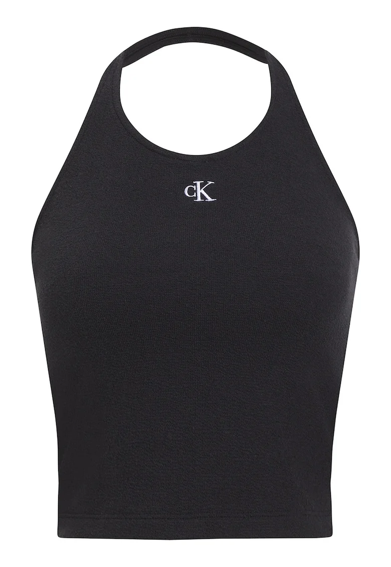 Top crop cu model halter, Negru