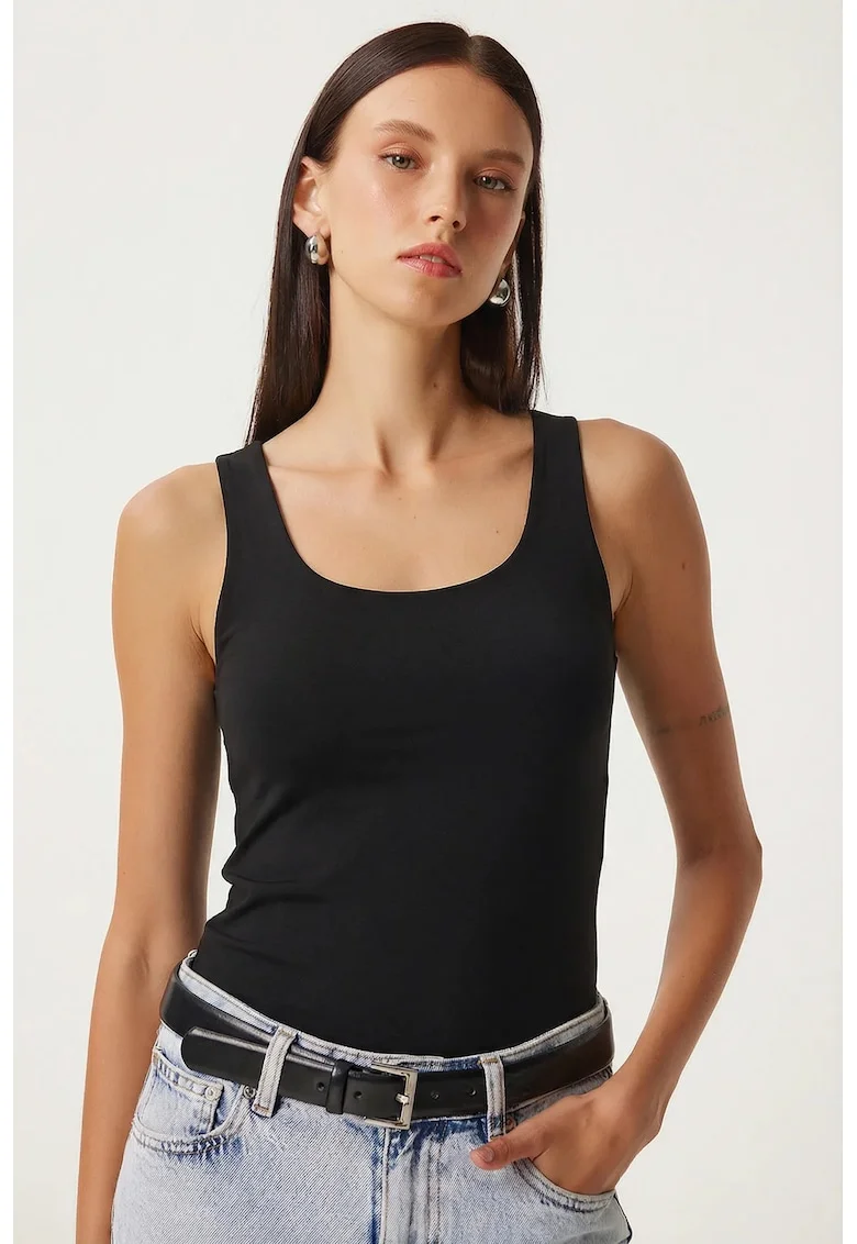 Maiou dama, Happiness Istanbul, Negru, Slim fit