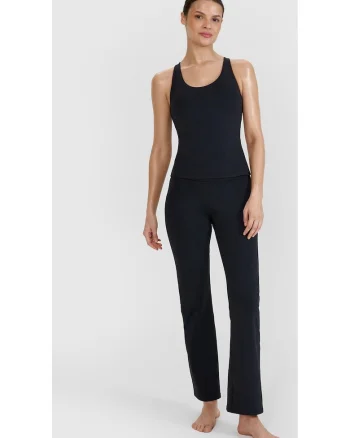 Colanti yoga femei  talie inalta, croiala slim fit, negri, material sintetic