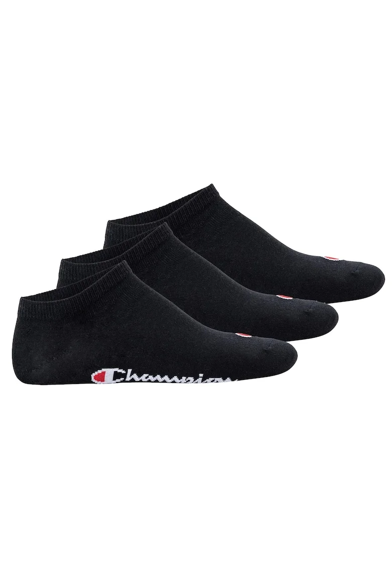 Set de sosete unisex pana la glezna cu logo - 3 perechi, Negru