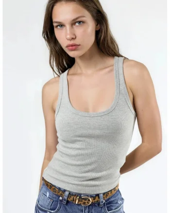 Maiou dama,  Gri, Modal/Bumbac, Guler U