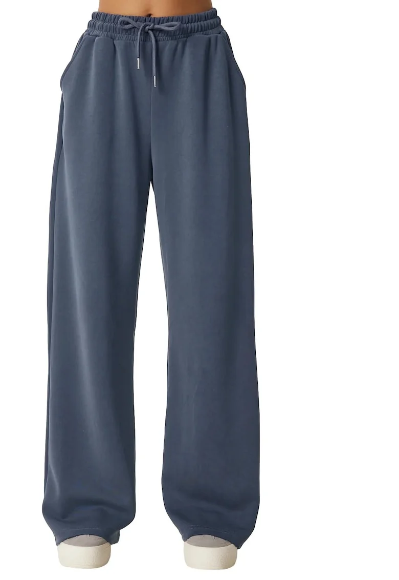 Pantaloni Happiness Istanbul, gri inchis, material modal-poliester