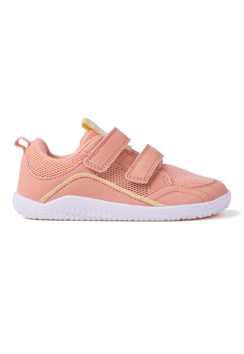 Pantofi sport din material textil cu inchidere velcro si garnituri din plasa., Coral