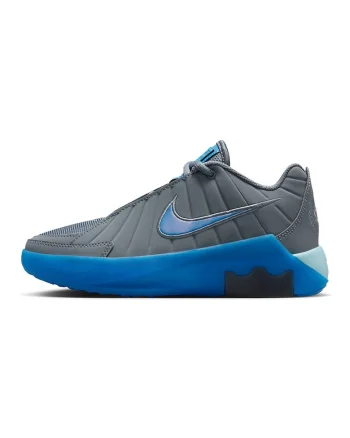 Pantofi Lebron Witness de piele ecologica cu garnituri din plasa pentru baschet, Gri/Albastru