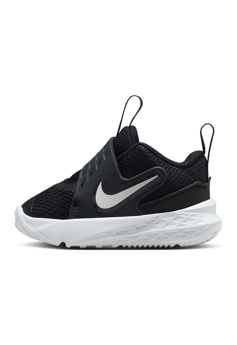 Pantofi Team Hustle D cu banda velcro cu logo, pentru baschet, Alb/Negru