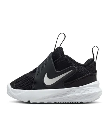 Pantofi Team Hustle D cu banda velcro cu logo, pentru baschet, Alb/Negru