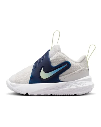 Pantofi Team Hustle D cu banda velcro cu logo, pentru baschet, Alb/Bleumarin