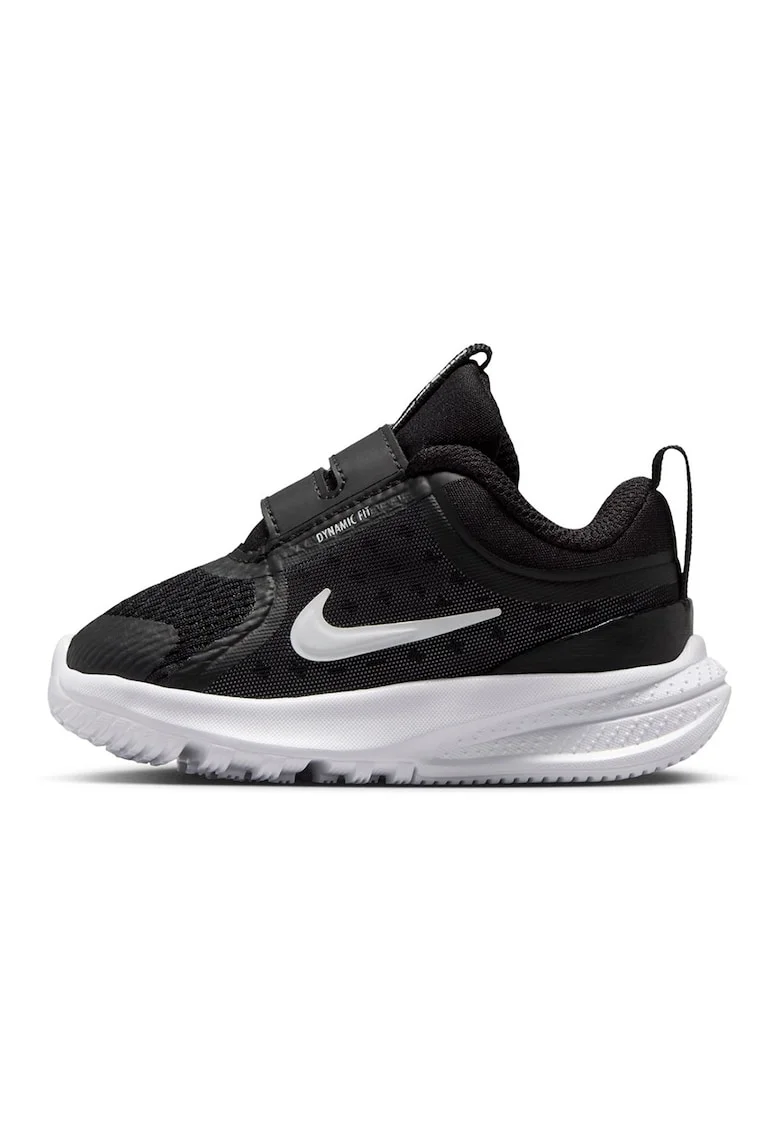 Pantofi Star Runner 5 din material textil cu velcro, pentru alergare, Alb/Negru