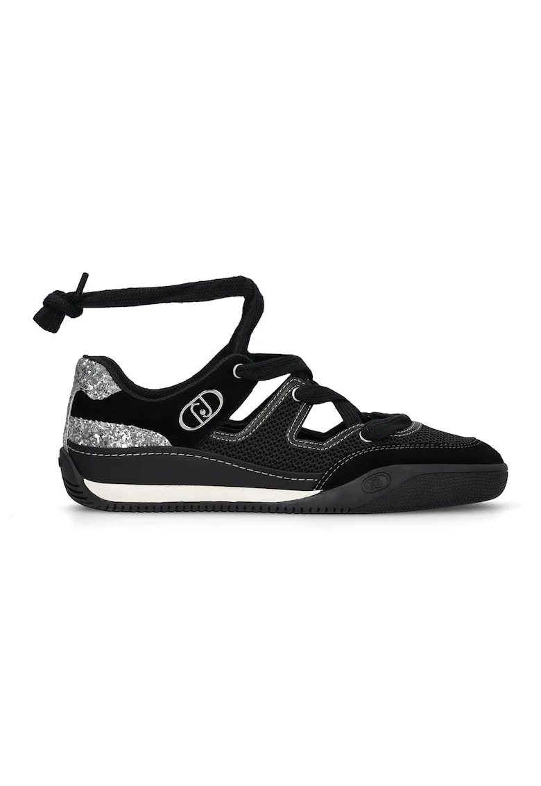 Pantofi sport cu decupaje, Negru/Argintiu