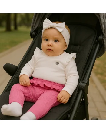 Colanti cu detaliu volan in talie  - Hope, Fucsia, pentru fetite, Fucsia/Bej
