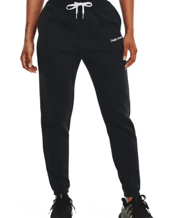 Pantaloni sport de fleece cu snur, pentru antrenament Essential Scrip, Negru stins
