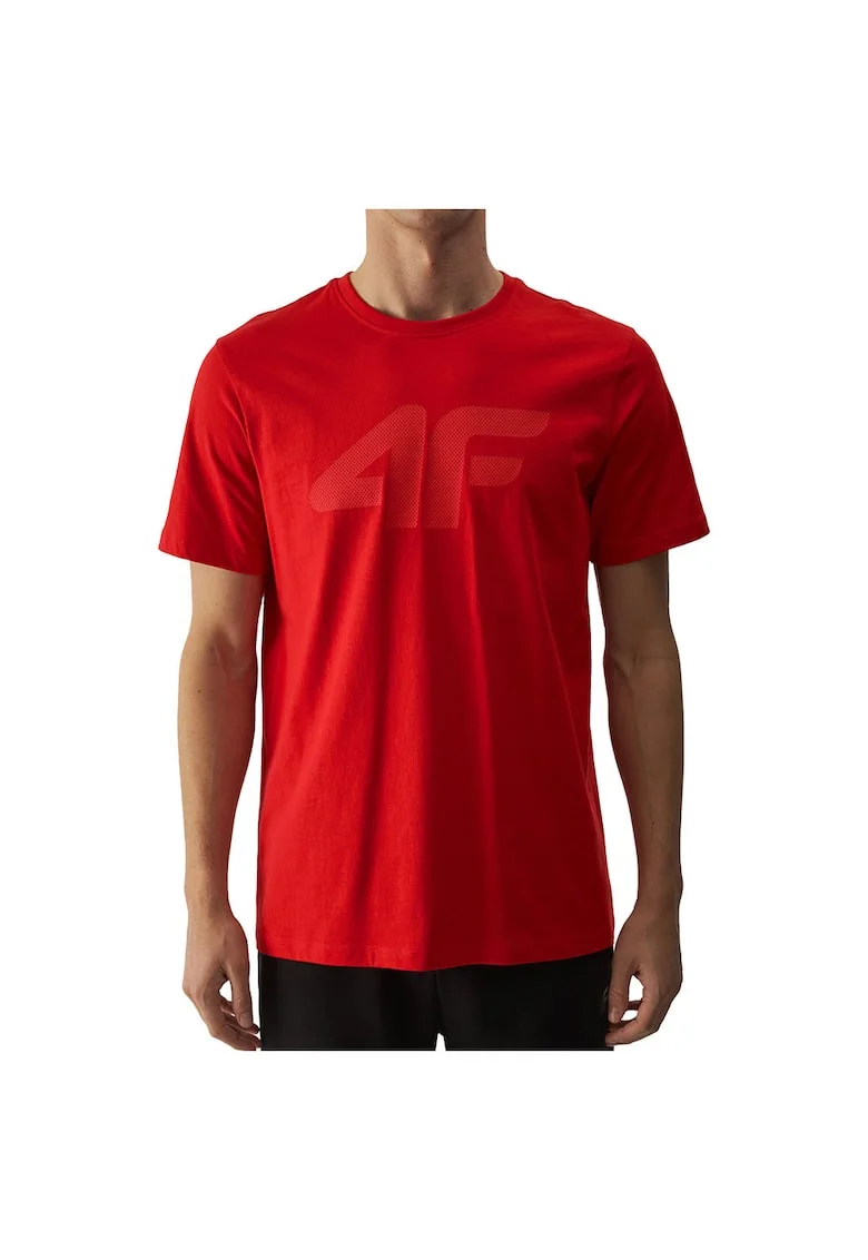 Tricou sport  bumbac, rosu, cu logo imprimat