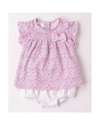 Salopeta scurta cu imprimeu floral pentru fetite, Multicolor
