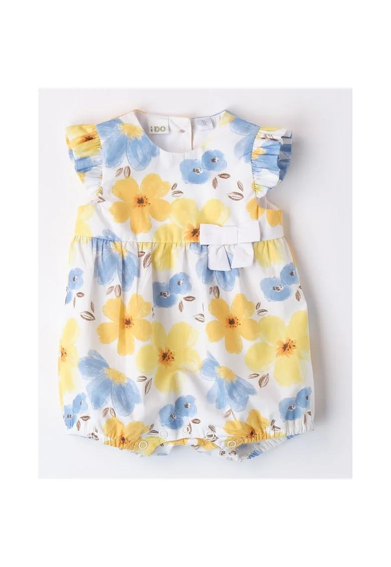 Salopeta pentru fetite cu imprimeu floral, Galben, Alb