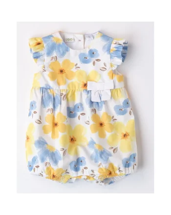 Salopeta pentru fetite cu imprimeu floral, Galben, Alb