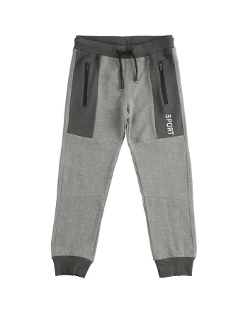 Pantaloni iDO Sport din Vascoza si Poliester cu Fermoare si Text