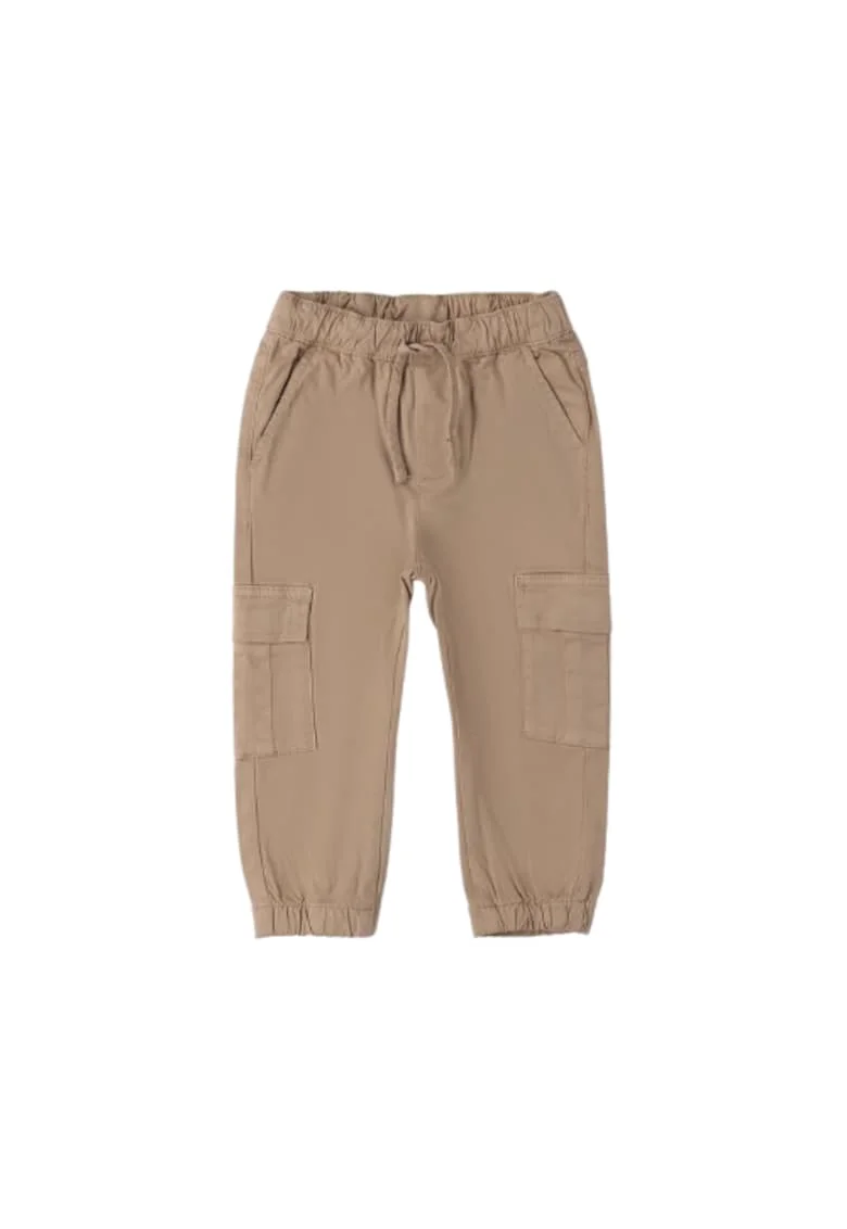 Pantaloni Cargo iDO din Twill Peach-Touch cu Talie Reglabila
