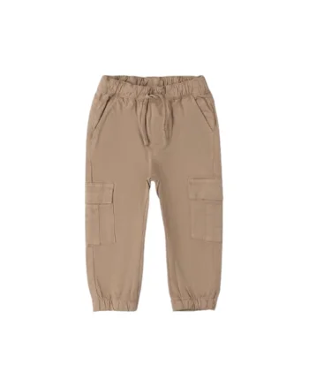 Pantaloni Cargo iDO din Twill Peach-Touch cu Talie Reglabila