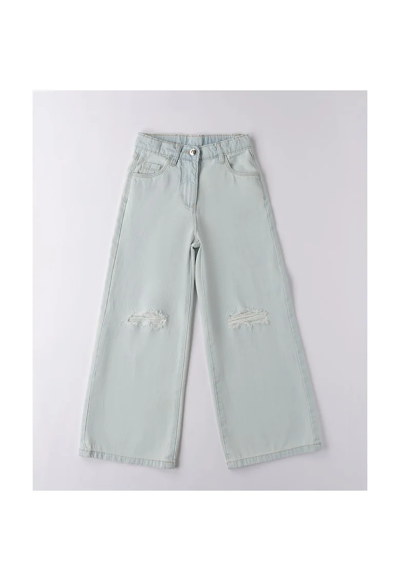 Pantaloni din denim largi cu model rupturi pentru fete, Bleu