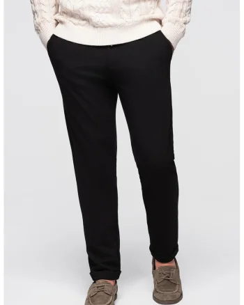 Pantaloni regular fit cu model uni, Negru