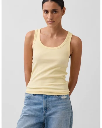 Top slim-fit cu striatii, Galben