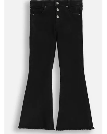 Blugi  pentru fete,, croiala evazata, denim/bumbac, cu buzunare, negru