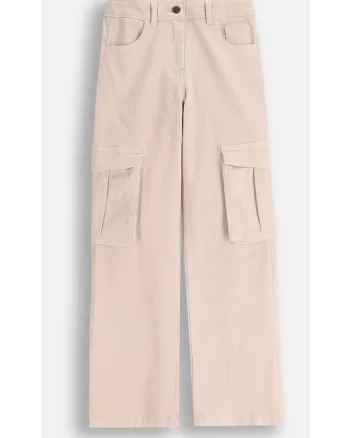 Pantaloni copii,  bumbac, slim, bej, Bej