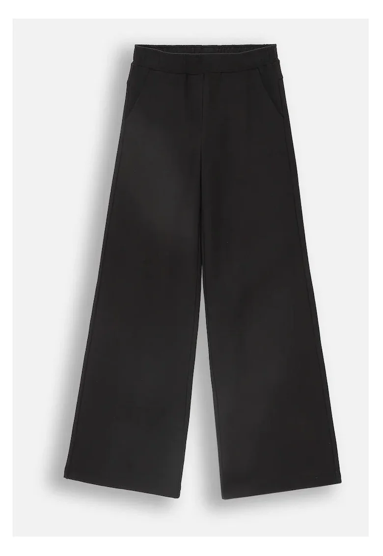 Pantaloni copii,  ZC4120103MGJ-021, evazati, elastic talie, negru, bumbac