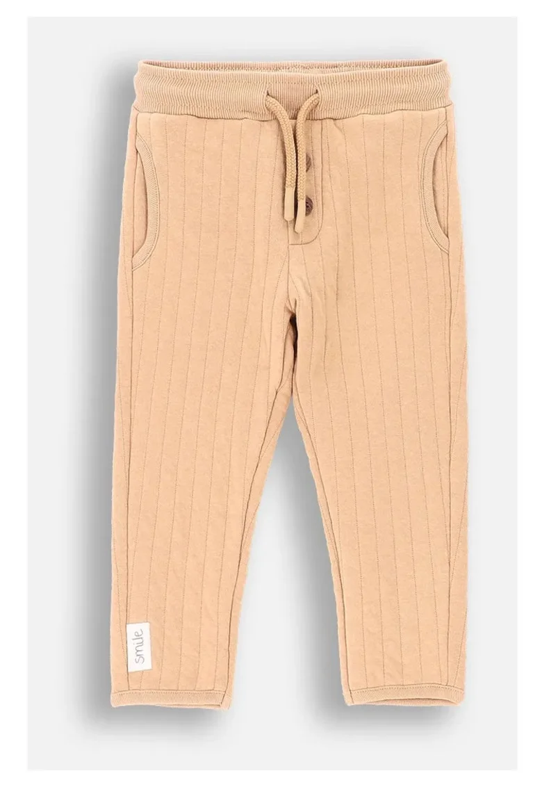 Pantaloni sport,  ZC4121101SBN-002, cu nasturi decorativi, bumbac, bej