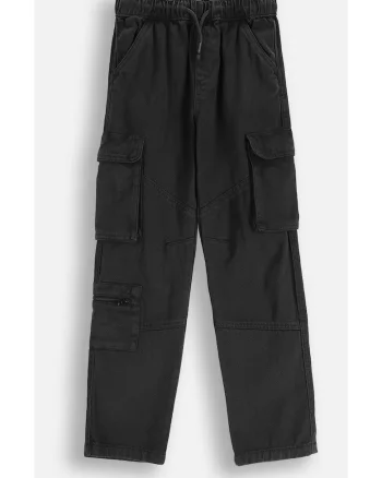 Pantaloni cargo cu talie cu snur,