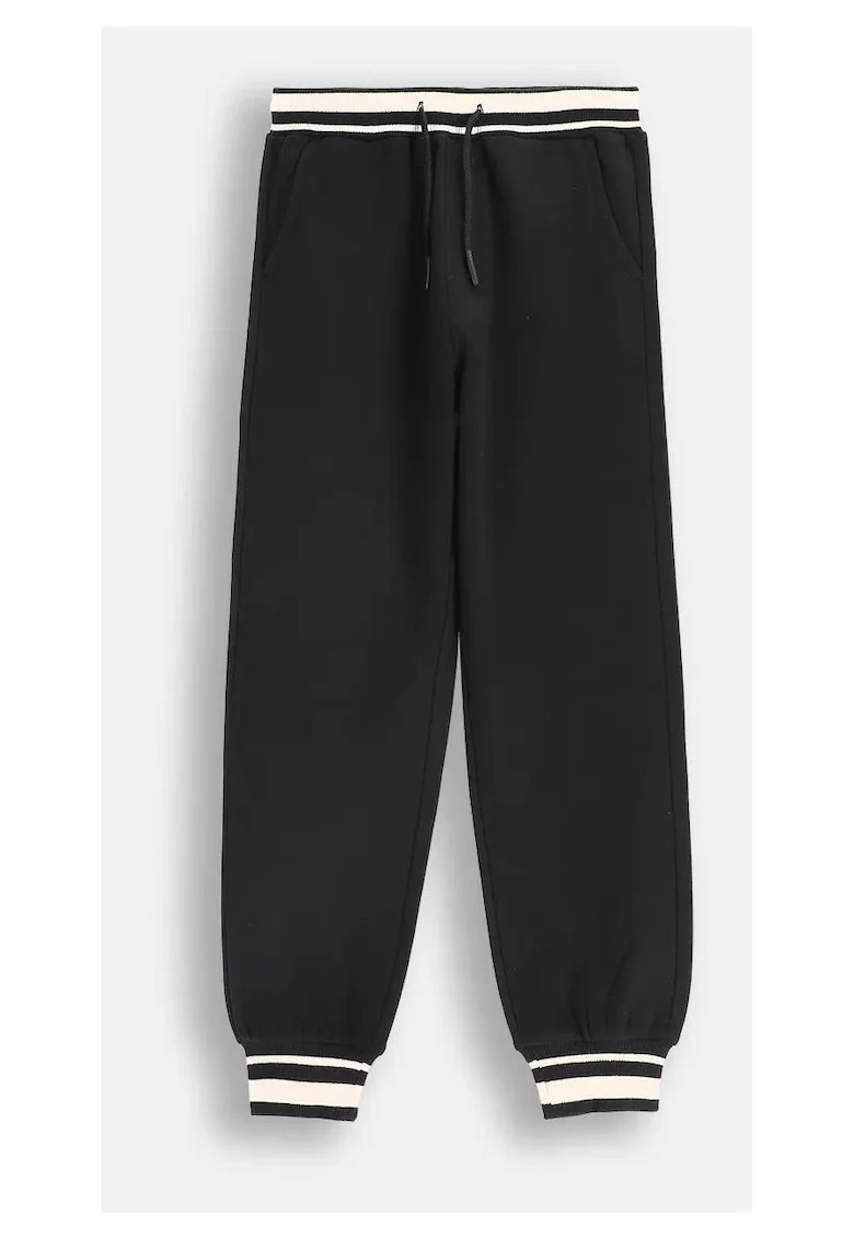 Pantaloni copii,  trening, negru, bumbac, talie elastica, buzunare