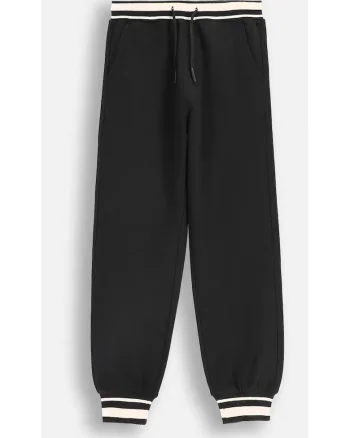 Pantaloni copii,  trening, negru, bumbac, talie elastica, buzunare