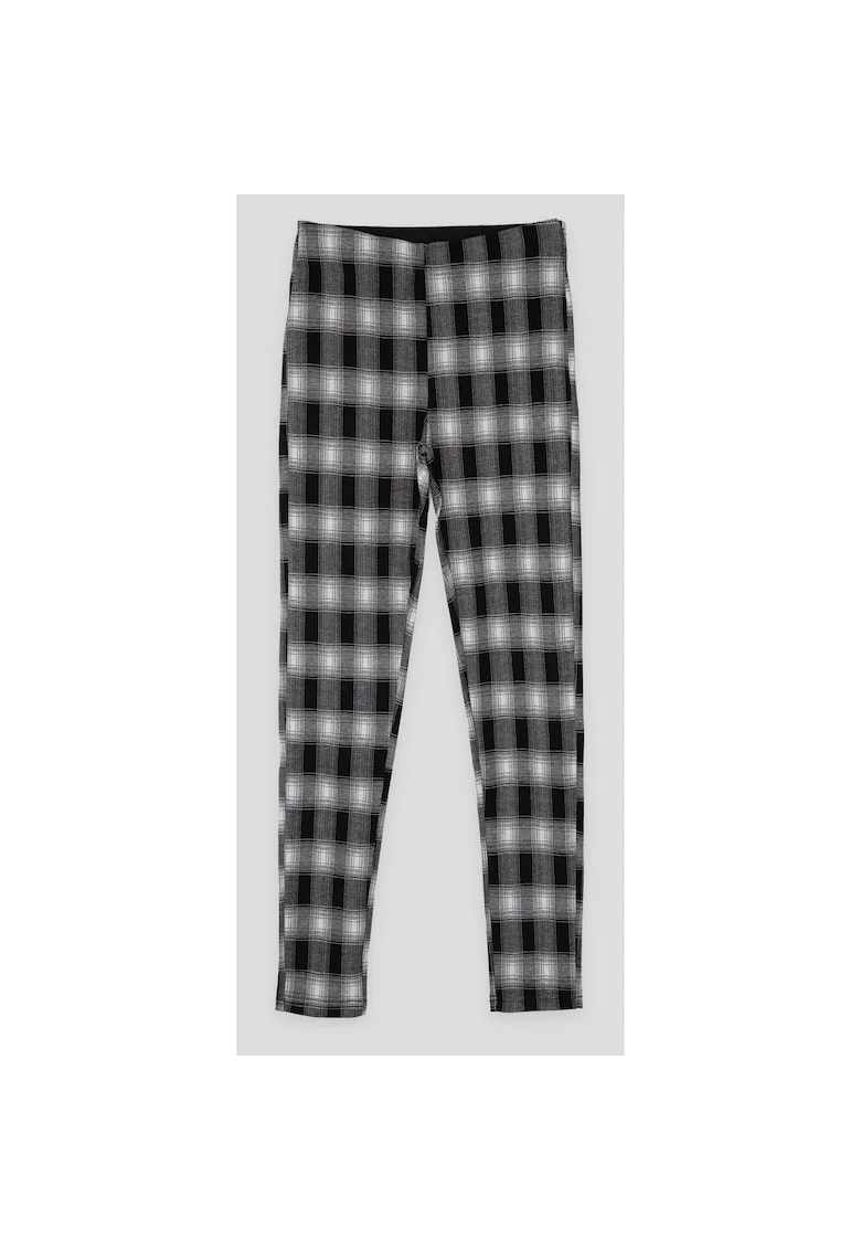 Pantaloni in carouri cu fermoar lateral