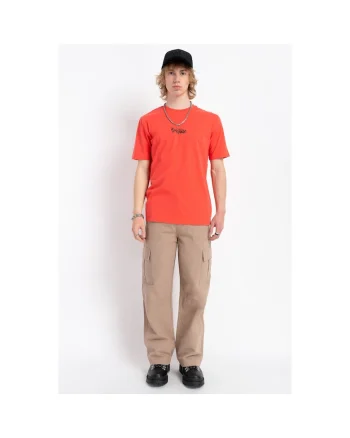 Pantaloni cargo uni cu croiala dreapta relaxed fit