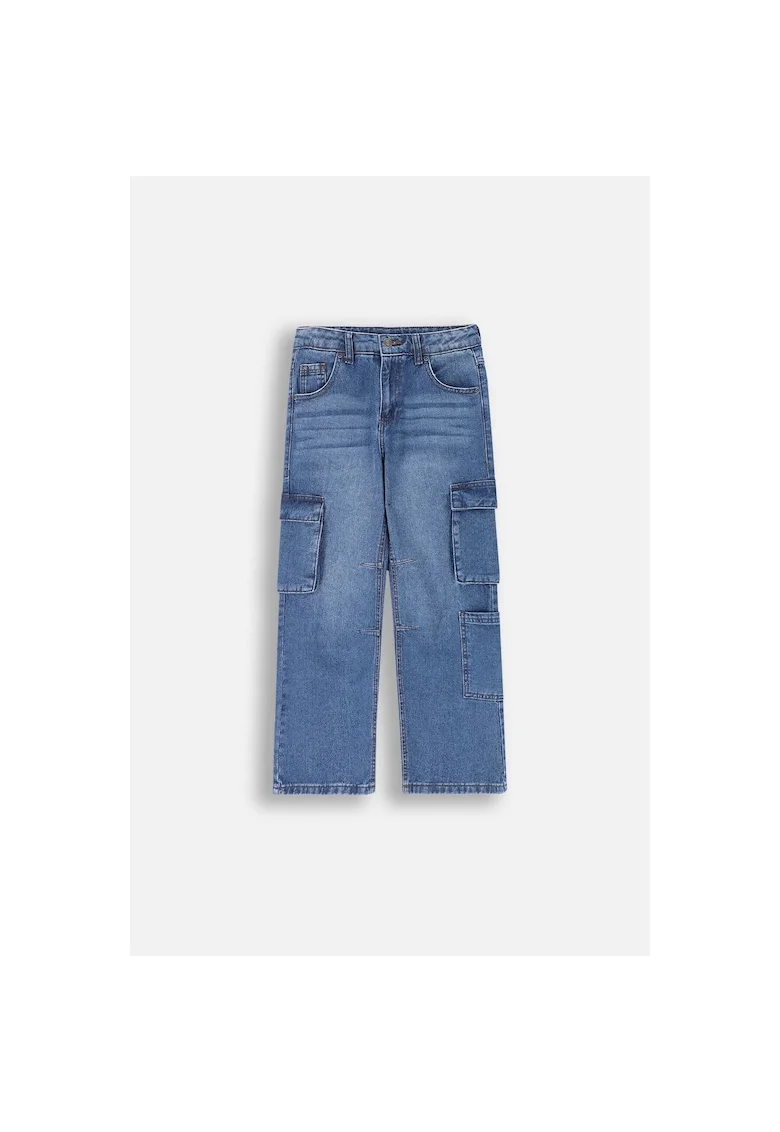 Pantaloni copii,  model cargo, bleumarin, bumbac