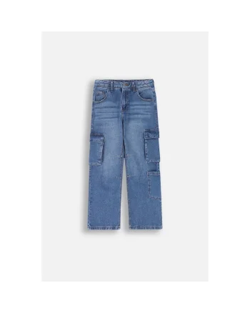 Pantaloni copii,  model cargo, bleumarin, bumbac