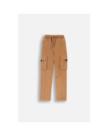 Pantaloni cargo  bumbac, maro, pentru baieti, talie elastica