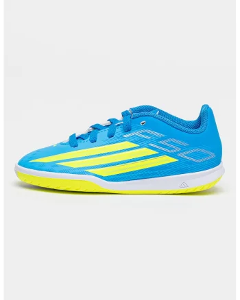 Pantofi low-cut F50 Club pentru fotbal, Verde neon/Albastru neon