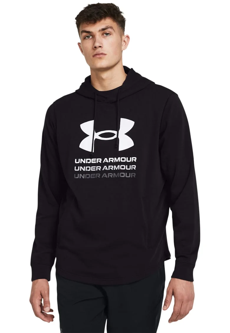 Hanorac cu imprimeu logo pentru fitness, Negru/Alb optic