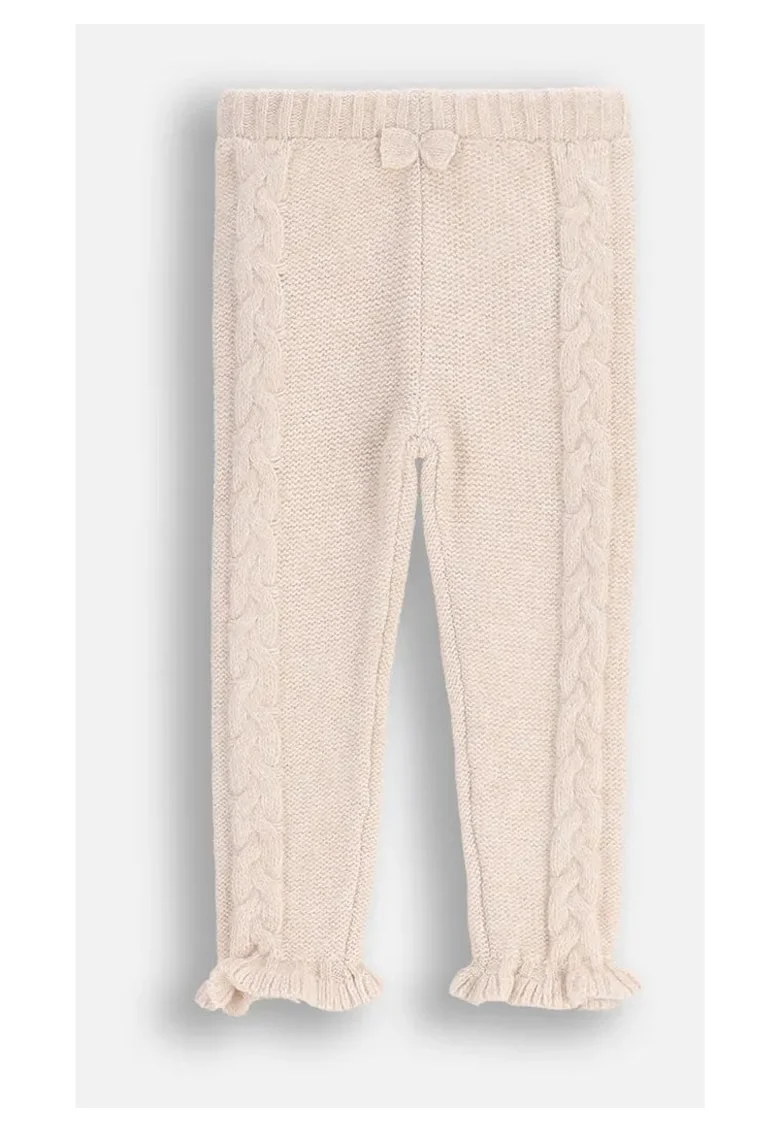 Colanti copii,  tricot, volane decorative, bej