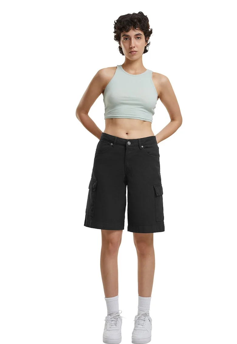 Top crop racerback cu aspect striat, Verde pal