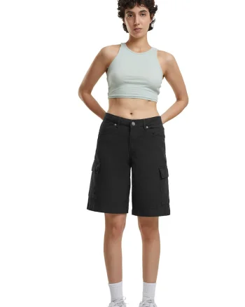 Top crop racerback cu aspect striat, Verde pal