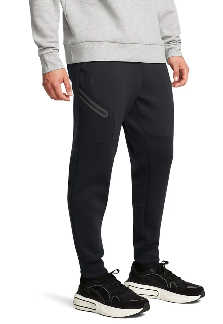 Pantaloni jogger slim fit din fleece Unstoppable, Negru